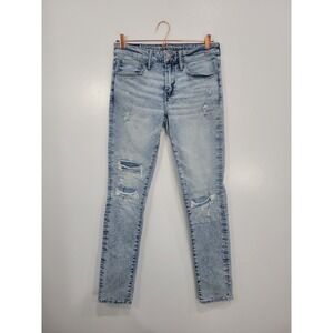 American Eagle Airflex 360‎ Skinny Jeans Mens 32x34 Light Wash Distressed Ripped